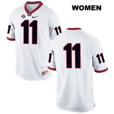 Women's Georgia Bulldogs NCAA #11 Tommy Bush Nike Stitched White Authentic No Name College Football Jersey VTF8154CY